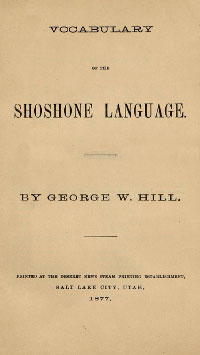 Vocabulary of the Shoshone Language title page.