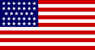 This United States 34 star flag flew from 4 July, 1861, to 3 July, 1863.