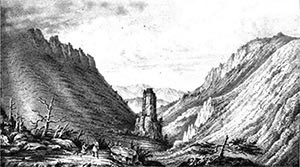 Captain John C. Fremont's Pass of the Standing Rock in Weston Canyon.