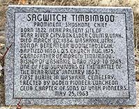 Sagwitch Timbimboo headstone at Washakie, Utah, placed by the SUP in 1963.