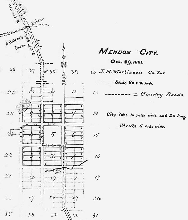 James H. Martineau's Expanded Survey of Mendon City, October 29, 1863.