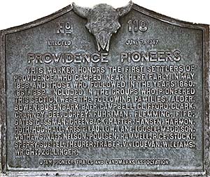 Providence Pioneers Marker, Utah Pioneer Trails and Landmarks Association, 110