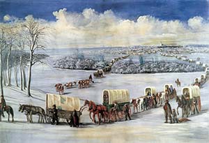Crossing the Mississippi River on the Ice 5 February 1846.