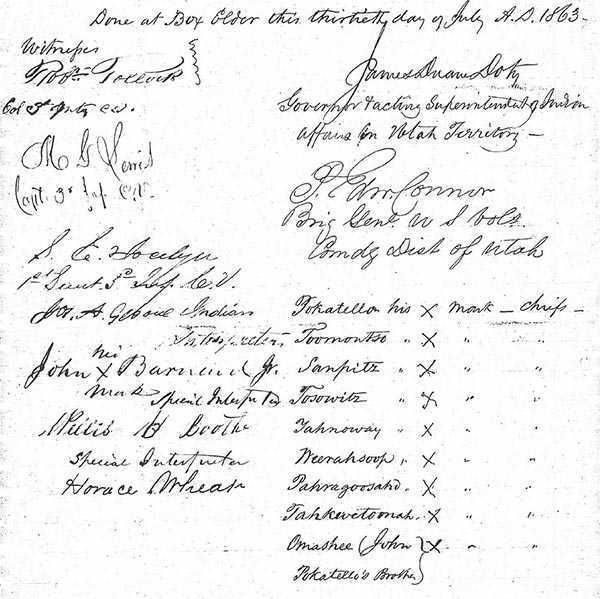 Signatories to the Box Elder Treaty of 1863