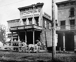 N.A. Lindquist Furniture and Undertaking Goods, located one door east of Tithing Office, Logan, Utah.