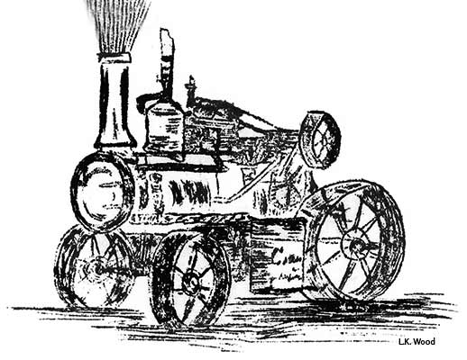 Traction Engine Drawing by L.K. Wood