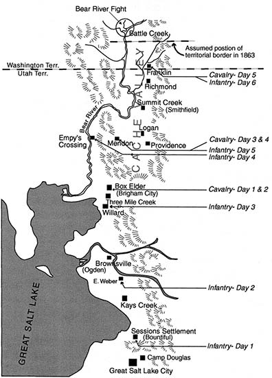 Patrick Edward Connor's March to the Battle of Bear River on January 29, 1863.