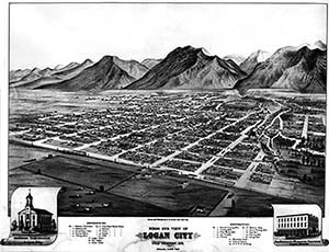 Birds Eye View of Logan City, Utah.