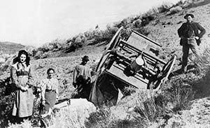 Overturned Covered Wagon